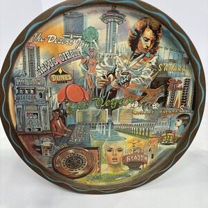 Rare Vintage Las Vegas‎ Nevada Souvenir Tray Neil Diamond Circus Sahara Ken Haas
